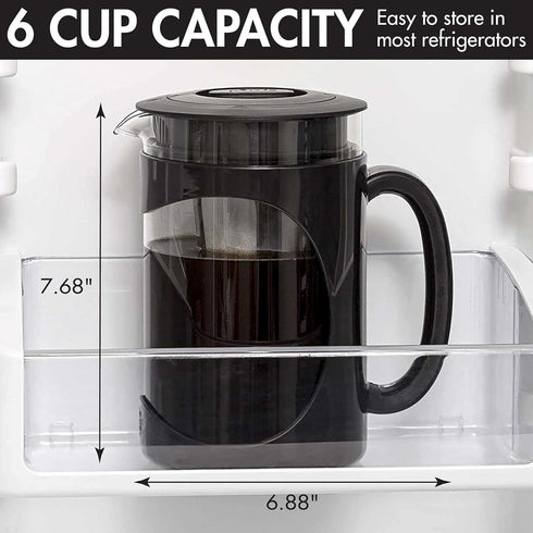 6 1.6 Primula Burke Deluxe Cold Brew Iced Coffee Maker, Comfort Grip Handle, Durable Glass Carafe, Removable Mesh