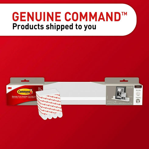 Command Picture Ledge, 21" Floating Shelf with Adhesive Strips, Quartz, Damage Free Hanging, 1 Ledge & 10 Strips