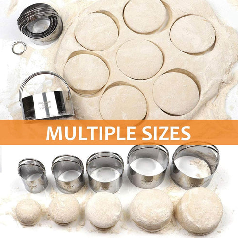 3 Donuts(4 Pcs/Set) HULISEN Pastry Cutter, Dough Blender, Cup Flour Sifter and Biscuit Cutter, Stainless Steel Dough