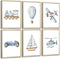 Lhoiplme Baby Boy Nursery Wall Art Transportation Blue Car Canvas Prints Vintage Toddler