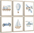 Lhoiplme Baby Boy Nursery Wall Art Transportation Blue Car Canvas Prints Vintage Toddler