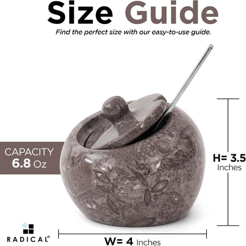 4" Inch Countertop, Radicaln Marble Salt Cellar with Lid Oceanic Salt Jar & Spice Storage Containers For Kitchen Ideal