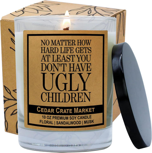 Mom Gifts for Women, Ocean Salt + Sea Sandalwood + Citrus Scented Candle, 13.5 oz Jar, 50+ Hr Burn