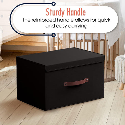 Ornavo Home 6 Pack Collapsible Storage Bins with Lid, Foldable Linen Fabric Basket Organizer, Large Storage Box