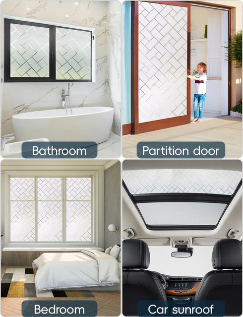 Window Privacy Film, Frosted Glass Window Film for Sun Blocking, Static Clings Removable Bathroom Door Covering