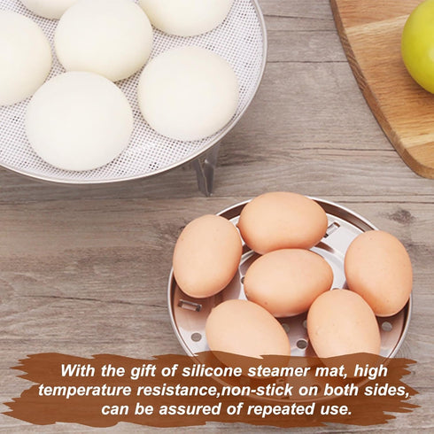 Round Steamer Rack with Silicone Liners, Stainless Steel Food Steamer Basket for Instant Pot Cooking