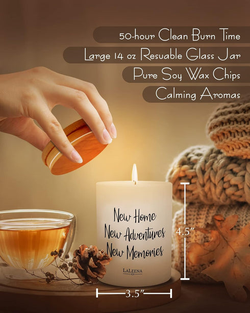 House Warming Gifts for New Home - Scented Candle Gift with 100% Organic Soy Wax & Fragrance Oil, 14 Oz., Vanilla