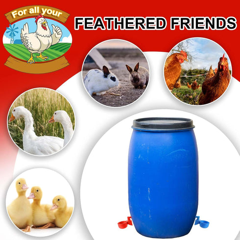 50 Packs Tanlade Chicken Waterer Chicken Feeder, Automatic Waterer Kit for Poultry Duck Goose Turkey Bunny (Red,Blue)