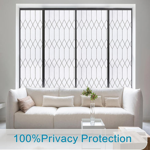 Windimiley Window Privacy Film, Moroccan Lattice Frosted Glass Clings, UV Sun Blocking, 17.5X78.7in, White