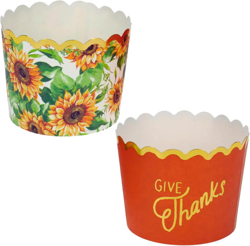 BCS Harvest Theme Scalloped Baking Cups, 50-ct Muffins Cupcakes Cases Wrappers for Kitchen Party Favor Treats