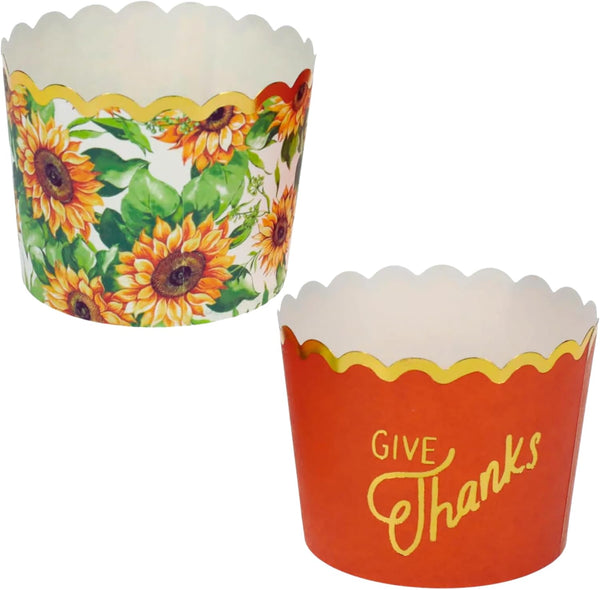 BCS Harvest Theme Scalloped Baking Cups, 50-ct Muffins Cupcakes Cases Wrappers for Kitchen Party Favor Treats