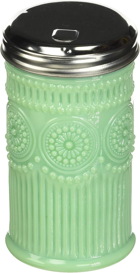 3.0625" 5.75", Tablecraft Sugar Shaker with Stainless Steel Top, x Green