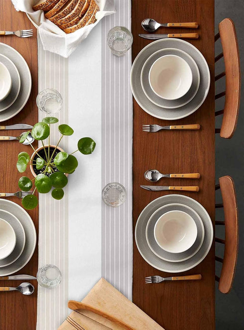 Geometric Table Runner 18x72inch, Ethnic Stripes Modern Art Linen Burlap Non-Slip Heat Resistant Cloth for Home Decor