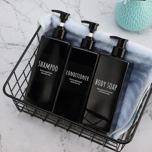 Segbeauty 3pcs Refillable Shampoo and Conditioner Dispenser, 16.9oz Shower Bottles with Labels for Bathroom