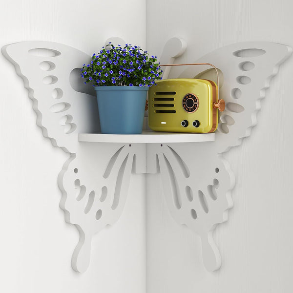 Butterfly Corner Shelf Nursery Wall Deor Floating Corner Shelf for Kids Room,