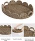 StorageWorks Scalloped Edge Wicker Serving Tray, Woven Rattan Table Trays with Handle, Wicker Tray for Room Dcor