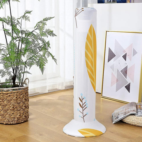 Tower Fan Dust Cover, Washable Dustproof & Moisture-Proof Sleeve for Household Tower Fan Pedestal (Leaves, Larger)