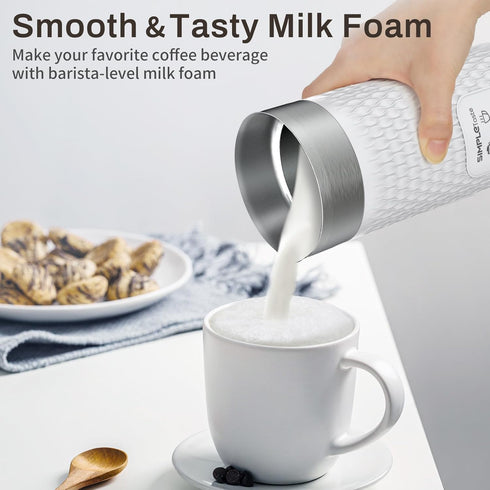 SIMPLETASTE Milk Frother, 4-in-1 Electric Milk Steamer, Automatic Foam Maker and Milk Warmer for Latte, Cappuccinos