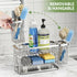 2-Tier Countertop Cisily Silver Kitchen Sink Caddy Organzier Rack with Flexible Dish Brush Holder, Sponge Holder