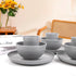 LIYH 36pcs Grey Wheat Straw Dinnerware Set - Reusable Plastic Plates and Bowls, Dishwasher Safe