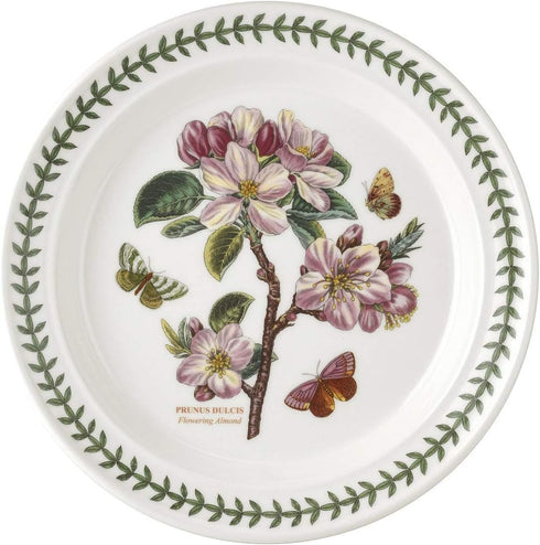 Portmeirion Botanic Garden 10.5-Inch Dinner Plate, Flowering Almond Design - Durable Earthenware Tableware