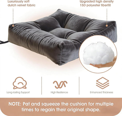 Set Rocking Chair Cushion Indoor Large Chair Pads with Ties Extra Lumbar Pillow Premium Dutch Velvet High Resilience