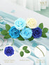 N&T NIETING Blue Roses Artificial Flowers, 25pcs Fake Flowers for DIY Wedding, Bridal Bouquets, Home Decoration