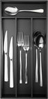 Silverware Organizer Small Bamboo Kitchen Drawer, Utensil Holder, Flatware Organizer Tray, Black, 4 Slots