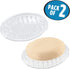 iDesign Clear Plastic Soap Saver Holder Tray for Bathroom, Shower, Kitchen, Set of 2
