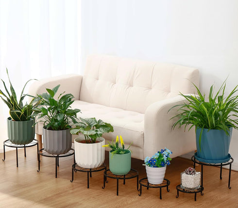 DEELF OUTLET 6-pack 9" Large Metal Plant Stands Indoor Outdoor Rustproof Iron Potted Plant Holder Heavy-duty Round