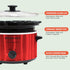 Elite Gourmet MST-275XR# Electric Oval Slow Cooker, 2 Quart, Metallic Red, Dishwasher Safe Glass Lid