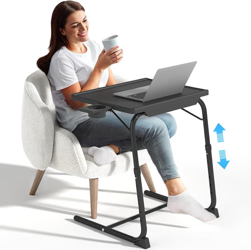 TV Tray Table, Adjustable TV Dinner Table for Eating on Couch with