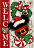 Welcome Christmas Mouse Santa Garden Flag - Xmas Peppermint Candy Wreath Ornament, Double Sided Winter Holiday Decor