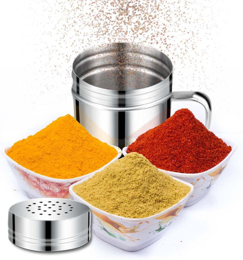 Stainless Steel Dredge Shaker, 6 Oz Spice Shakers with Handle, Fine Powder Shakers for Baking Seasoning