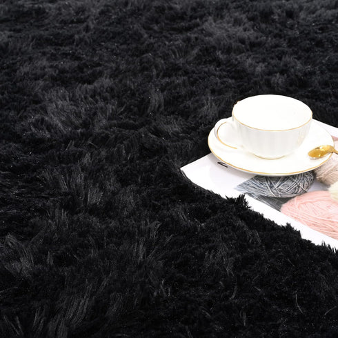 ISEAU Ultra Soft Fluffy Rug | 3 x 5 Feet Shaggy Area Rug for Bedroom, Living Room, Nursery, Black