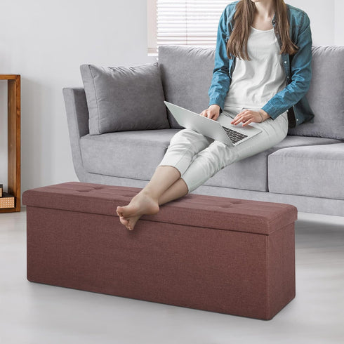 43Inches 660 lbs, ZenStyle Storage Ottoman Bench, Folding Footrest Padded Seat, Storage Chest Long Shoes Bench
