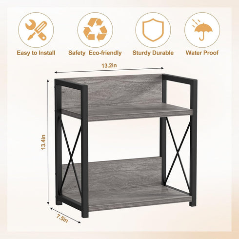 Giikin 2 Tier Countertop Shelf Organizer - Grey Desktop Coffee Organizer, Spice Rack for Kitchen