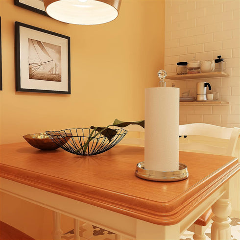 Steel Paper Towel Holder with Crystal Ball, Brushed Nickel Stand for Kitchen Countertops, Fits Standard & Jumbo Rolls