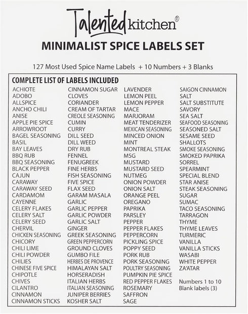 Talented Kitchen 140 Pack of Minimalist Spice Jar Labels, Preprinted Water Resistant Stickers (Gold Text)