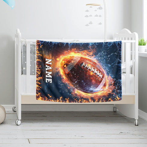 ElYIECD Personalized Blanket for Boys Girls Custom Football Basketball, Soccer,Baseball Blanket with Name, Easter
