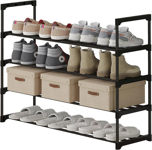 4-Tier 20 Calmootey Shoe Rack, Tall Large Capacity Pairs Shoes Storage Organizer, Stackable Wide Shoe Shelf