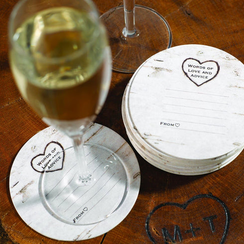 Wood Grain Design Words of Advice Coasters, Set of 25