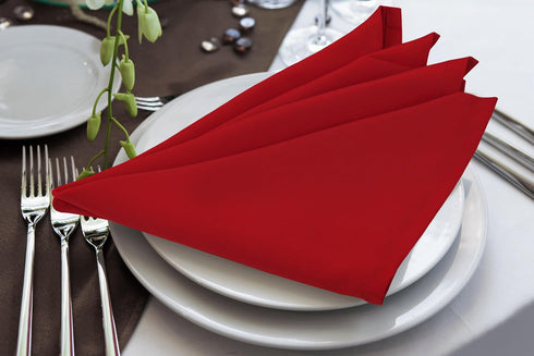 Utopia Home 24 Pack Red Cloth Napkins 17x17 Inches, 100% Polyester, Washable and Reusable for Parties, Weddings, Dinners