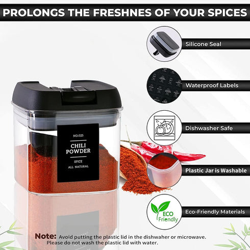 9 16 Oz 148 9 Set Spice Containers with Labels, Pcs Fl Large Plastic Tea Storage Containers with Spice Labels