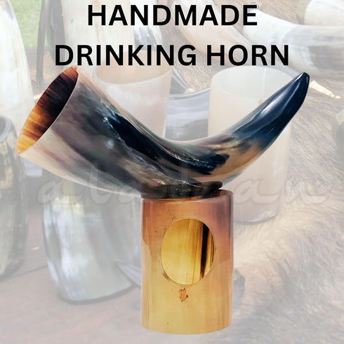 Viking Drinking Horn Mugs 10oz, Handmade Real Horn Cups for Ale Wine Beer Chalice Norse Tankard Gift for Men