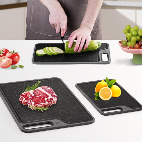4 Set Piece Plastic Cutting Board for Kitchen Dishwasher Safe,Food Safety, Non-Slip Design, Ideal for Meat