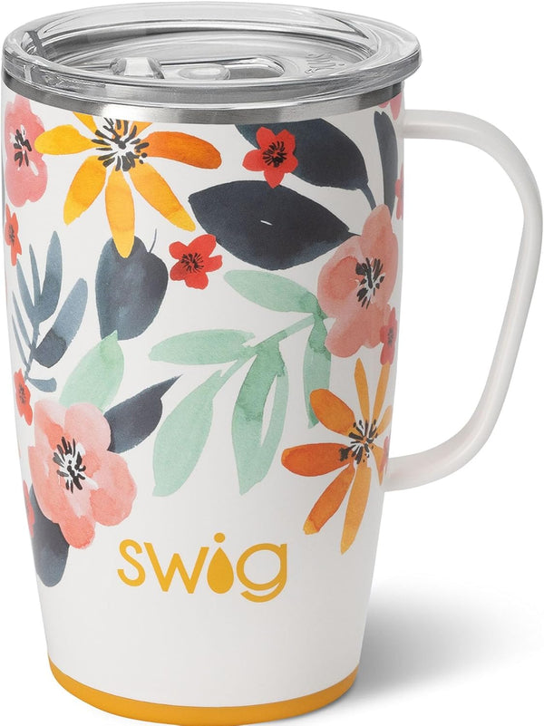 Swig Life 18oz Travel Mug, Insulated Tumbler with Handle and Lid, Cup