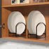 LINFIDITE 2 Pack Plate Holder Organizer Large Dish Storage Rack Upright Cabinet Dish Drying Racks Metal Dish Racks Stand for Cupboard and Countertop-Non-Slip & Rustproof Black