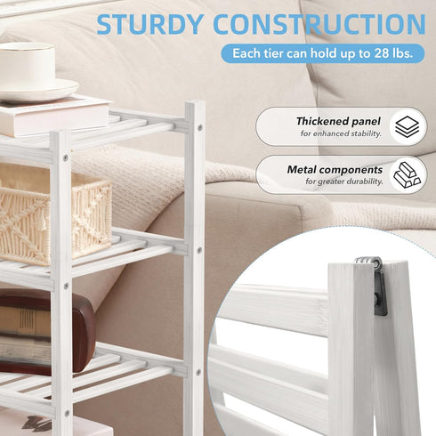 4 Closet, Bathroom27 x11 x26(White, 4 Tier Bamboo Shoe Rack Storage Organizer for Multifunctional Stackable Free