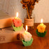 3 Pcs Flower Shaped Scented Candle Set, Pink, White, Yellow, Soy Wax Decor for Table, Cute Gifts for Women